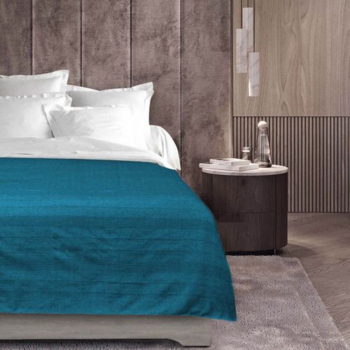 Plaid Uni En Coton "lucile" 180x220cm Bleu