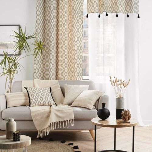 Coussin Déco Imprimé "lorina" 45x45cm Beige