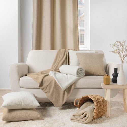 Coussin Déhoussable En Bouclette Unie - 45x45 Cm - Beige