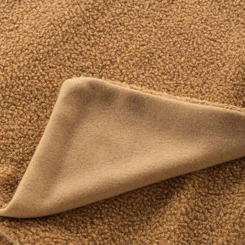 Plaid Chaud 125 X 150 Cm Bouclette Unie Wooly Camel