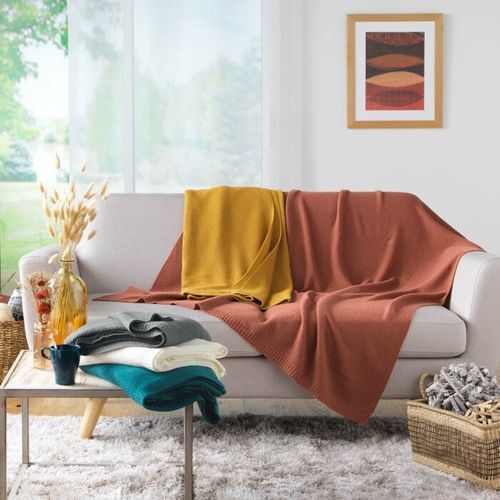 Plaid Déco Uni "tricotine" 125x150cm Gris