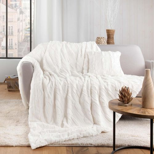 Plaid Imitation Fourrure/sherpa Foxy Naturel 180x220 Cm