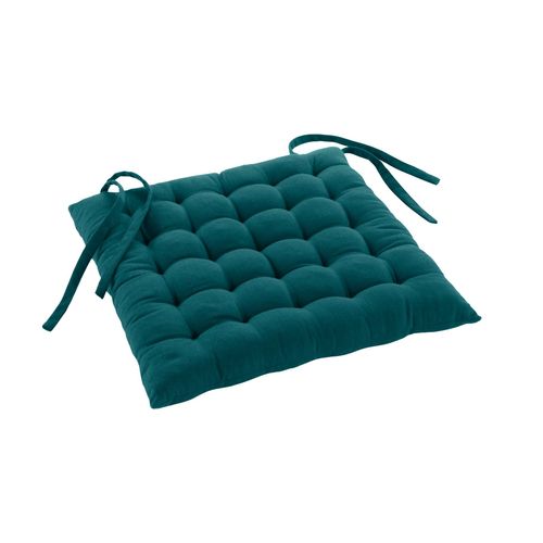 Assise Matelassée En Coton Et Polyester Recyclé - 38x38 Cm - Bleu Canard