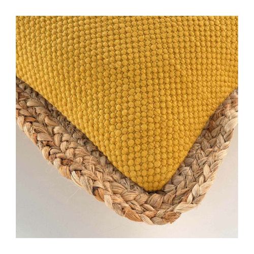 Coussin Déhousssable Passepoil 30 X 50 Cm Polycoton +jute Akina Ocre