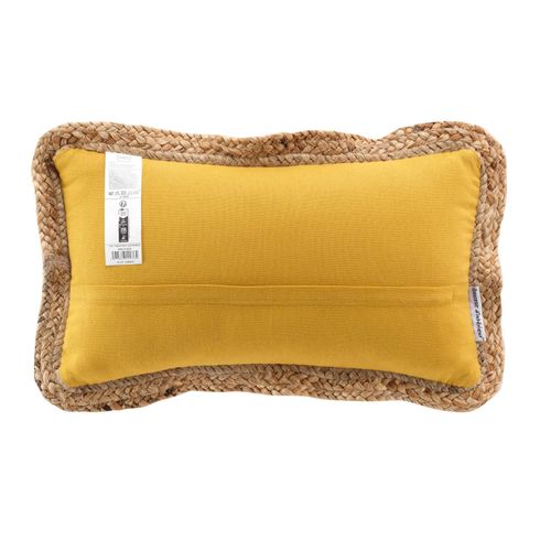 Coussin Déhousssable Passepoil 30 X 50 Cm Polycoton +jute Akina Ocre