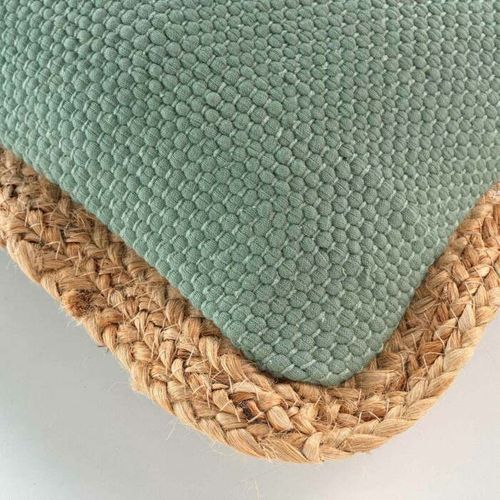 Coussin Déhousssable Passepoil 30 X 50 Cm Polycoton +jute Akina Sauge
