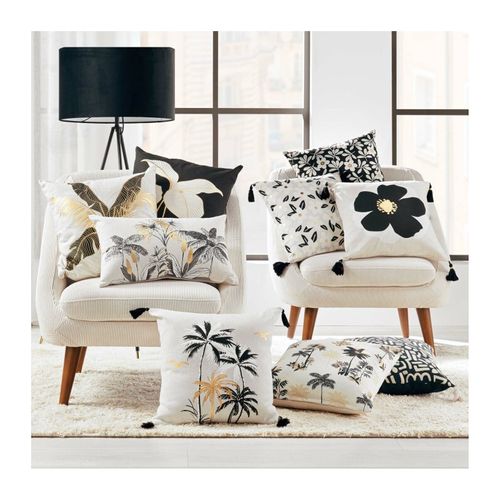 Coussin Dehoussable 45 X 45 Cm Coton Imprime Or Jill