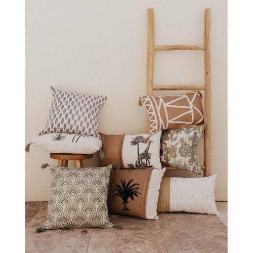 Coussin Déco Pompons "icare" 45x45cm Vert