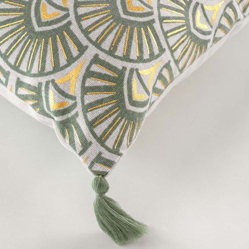 Coussin Déco Pompons "icare" 45x45cm Vert