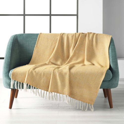 Plaid à Franges Louisette 125x150 Jaune