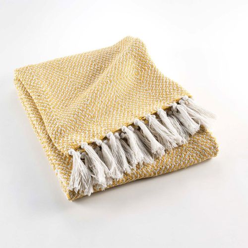 Plaid à Franges Louisette 125x150 Jaune