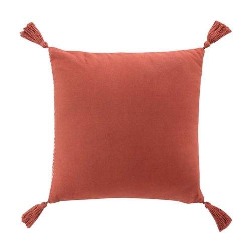 Coussin Tissé Pompons "louisette" 40x40cm Terracotta
