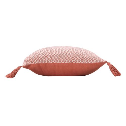 Coussin Tissé Pompons "louisette" 40x40cm Terracotta