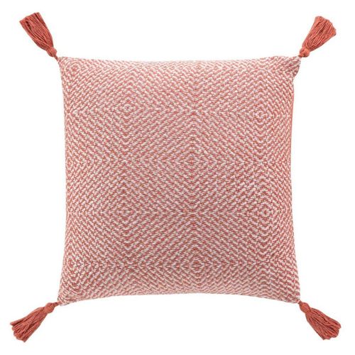 Coussin Tissé Pompons "louisette" 40x40cm Terracotta