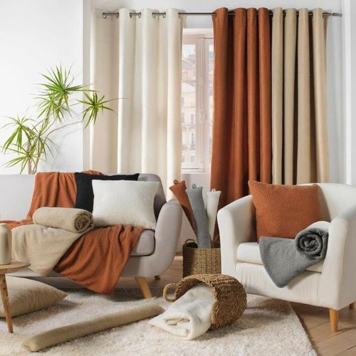 Boudin De Porte Imitation Fourrure Bouclette Wooly - 80x10 Cm - Gris