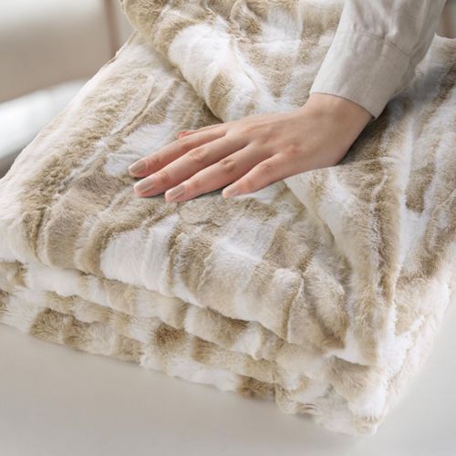 Plaid Imitation Fourrure "cheyenne" 180x220cm Naturel