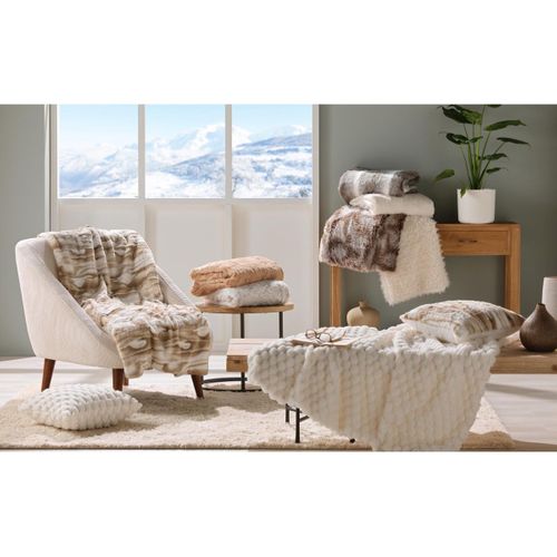 Plaid Imitation Fourrure "cheyenne" 180x220cm Naturel