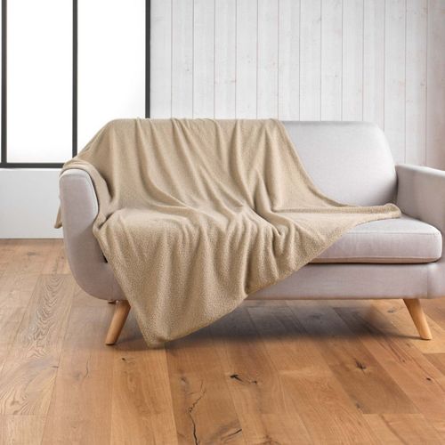 Plaid Bouclette Unie Wooly Beige 180x220 Cm