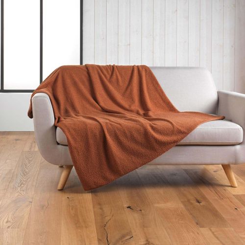 Plaid Bouclette Unie Wooly Terracota 180x220 Cm