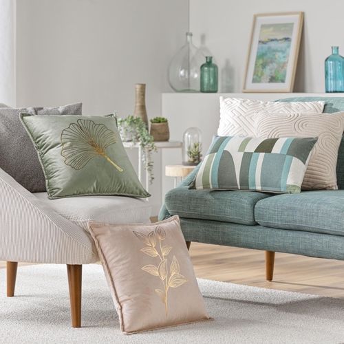 Coussin Déco En Velours "pila" 45x45cm Beige