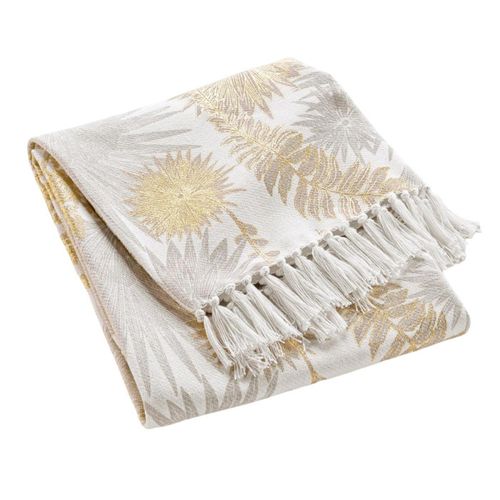 Plaid à Franges Imprimé "melisse" 125x150cm Multicolore