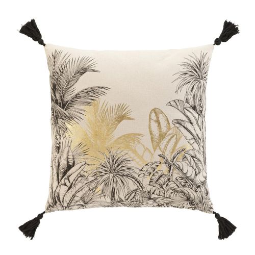 Coussin Déco Imprimé "papaya" 45x45cm Naturel