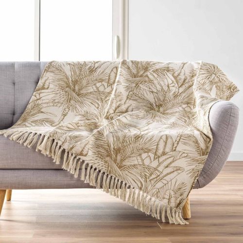 Plaid à Franges Imprimé "dune" 125x150cm Naturel