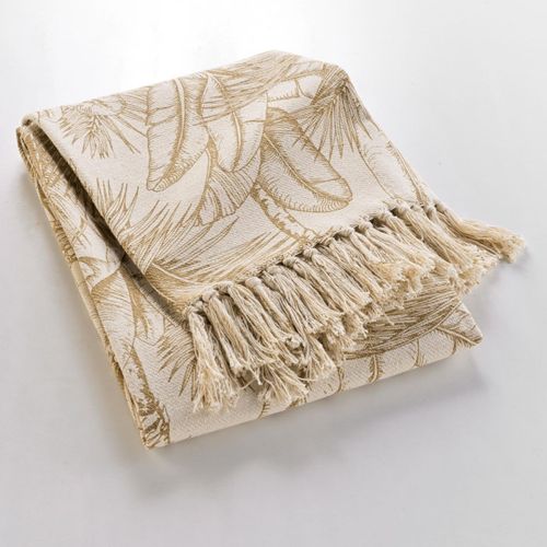 Plaid à Franges Imprimé "dune" 125x150cm Naturel