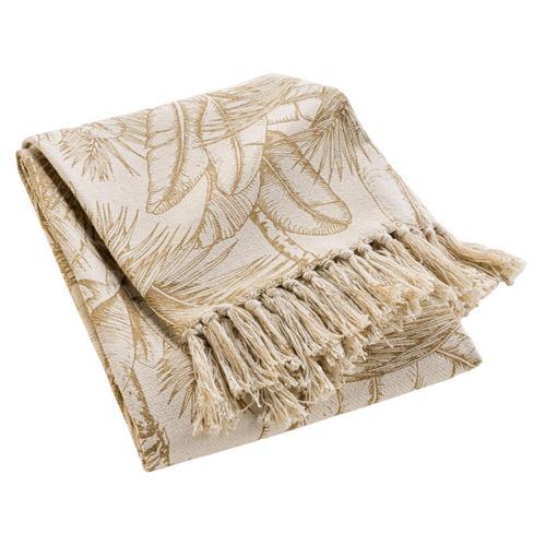 Plaid à Franges Imprimé "dune" 125x150cm Naturel