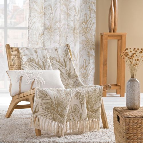 Plaid à Franges Imprimé "dune" 125x150cm Naturel