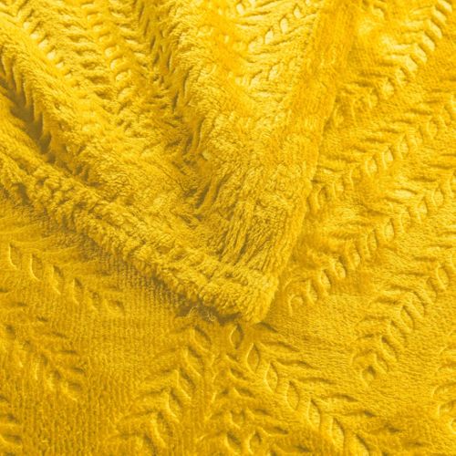 Plaid Flanelle Relief Unie Nelia Jaune 125x150 Cm