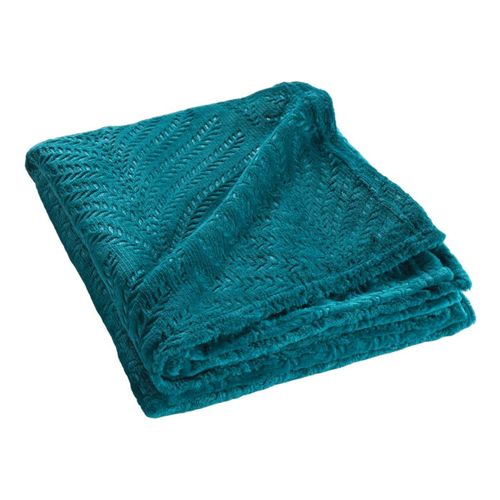 Plaid Uni En Flanelle "nelia" 125x150cm Bleu