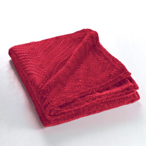 Plaid Uni En Flanelle "nelia" 125x150cm Carmin