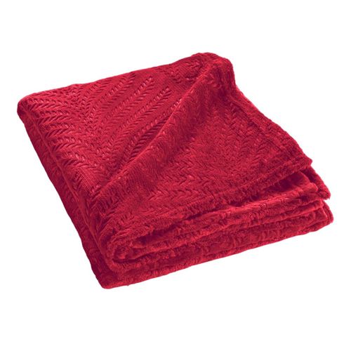 Plaid Uni En Flanelle "nelia" 125x150cm Carmin