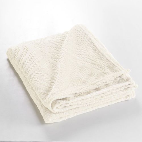 Plaid Flanelle Relief Unie Nelia Naturel 125x150 Cm