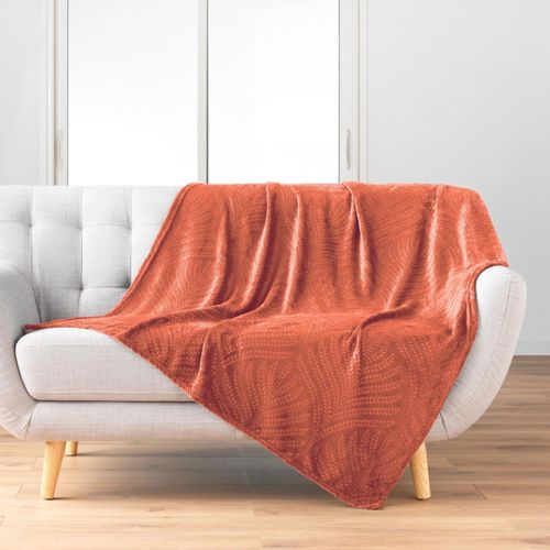 Plaid Flanelle Relief Unie Nelia Terracota 125x150 Cm