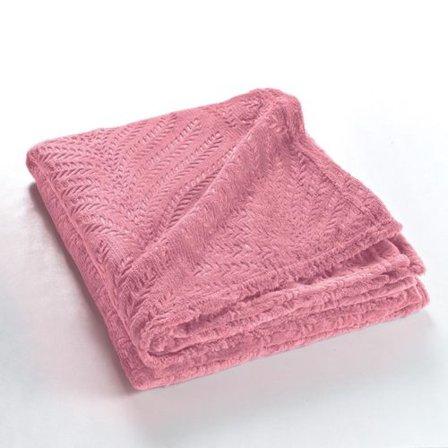 Plaid Uni En Flanelle "nelia" 125x150cm Rose