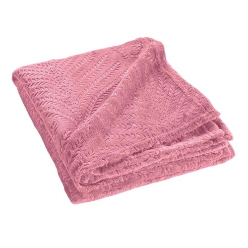 Plaid Uni En Flanelle "nelia" 125x150cm Rose