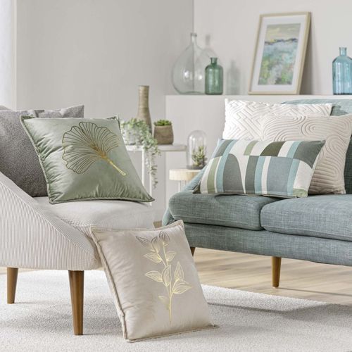 Coussin Déco En Velours "oxalis" 45x45cm Beige