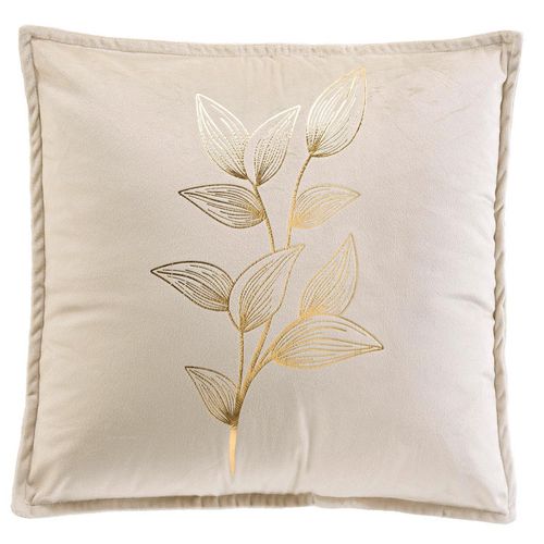Coussin Déco En Velours "oxalis" 45x45cm Beige