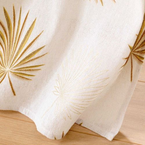 Rideau à Oeillets Imprimé Métallisé "lotus" 140x240cm Ocre