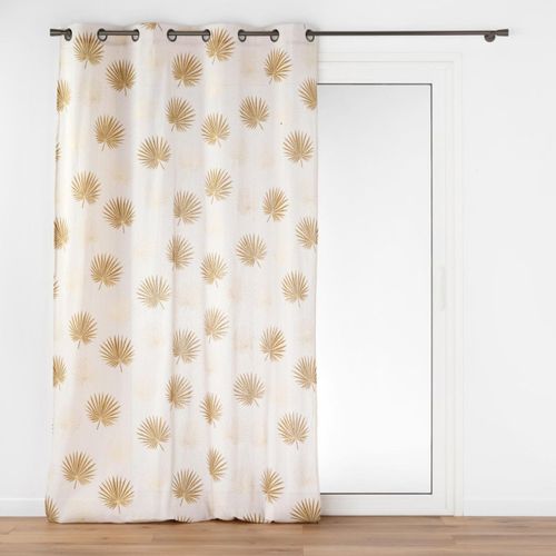 Rideau à Oeillets Imprimé Métallisé "lotus" 140x240cm Ocre