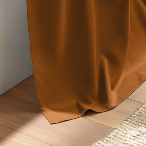 Rideau Court Obscurcissant 90 % Adapté Radiateur - 135x180 Cm - Orange Foncé