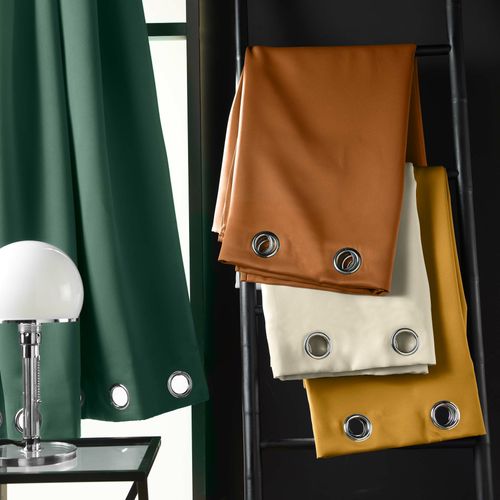 Rideau Court Obscurcissant 90 % Adapté Radiateur - 135x180 Cm - Orange Foncé