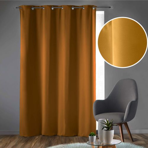Rideau Occultant à Oeillets 135 X 240 Cm – Uni Ocre
