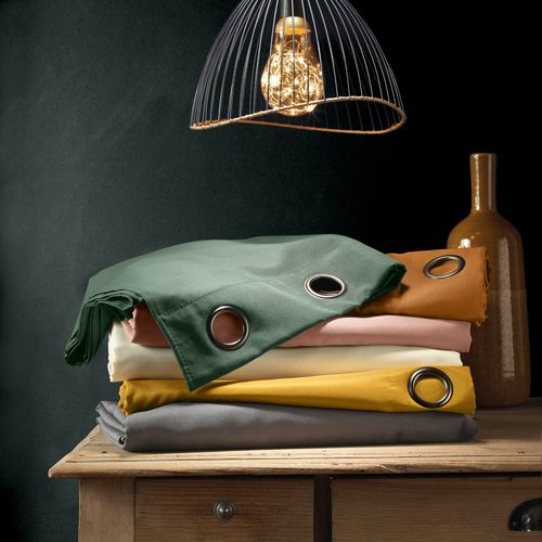 Rideau à Oeillets Petite Hauteur 140 X 180 Cm – Polyester Uni Essentiel – Cèdre