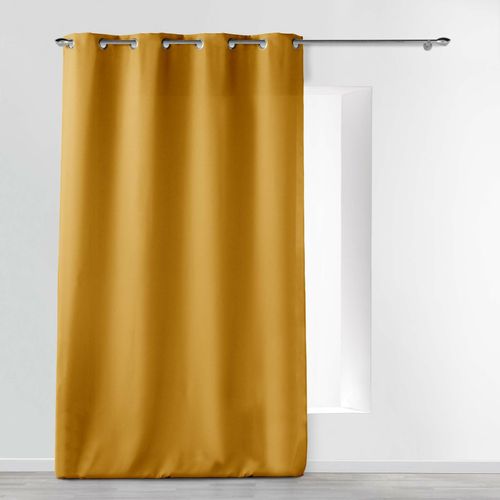 Rideau Grande Hauteur à Oeillets 140 X 280 Cm – Polyester Uni Essentiel Ocre