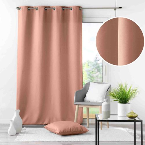 Rideau Grande Hauteur à Oeillets 140 X 280 Cm – Polyester Uni Essentiel Blush