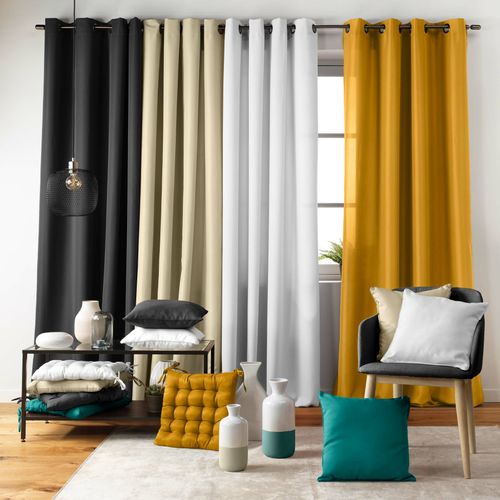 Coussin Déco 40x40 Cm – Polyester Uni – Déhoussable – Ocre Lumineux