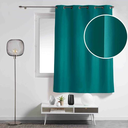 Rideau à Oeillets Petite Hauteur 140 X 180 Cm – Polyester Uni Essentiel – Bleu Paon